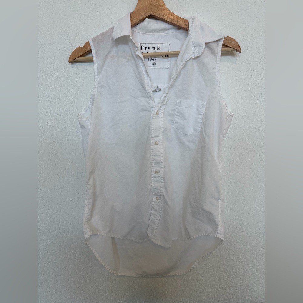 Frank & Eileen Fiona Sleeveless Button Up Shirt White Size XS - Picture 2 of 6